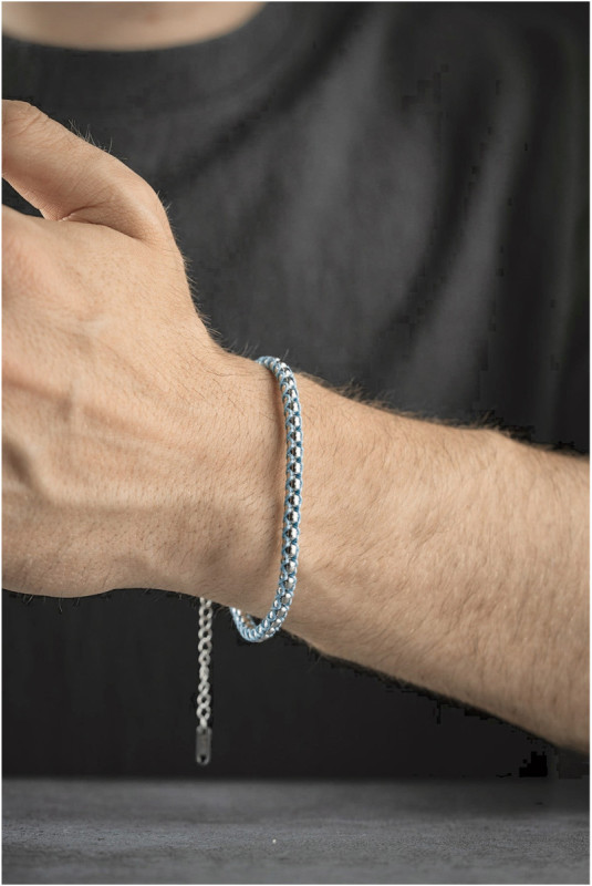 Bracelet en acier - Bleu - 20 cm + 5 cm