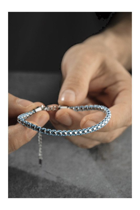 Bracelet en acier - Bleu - 20 cm + 5 cm