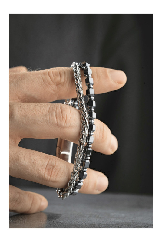 Bracelet en acier - Argent - 20 cm