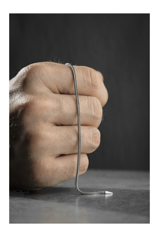 Bracelet en argent - Noir - 19 cm