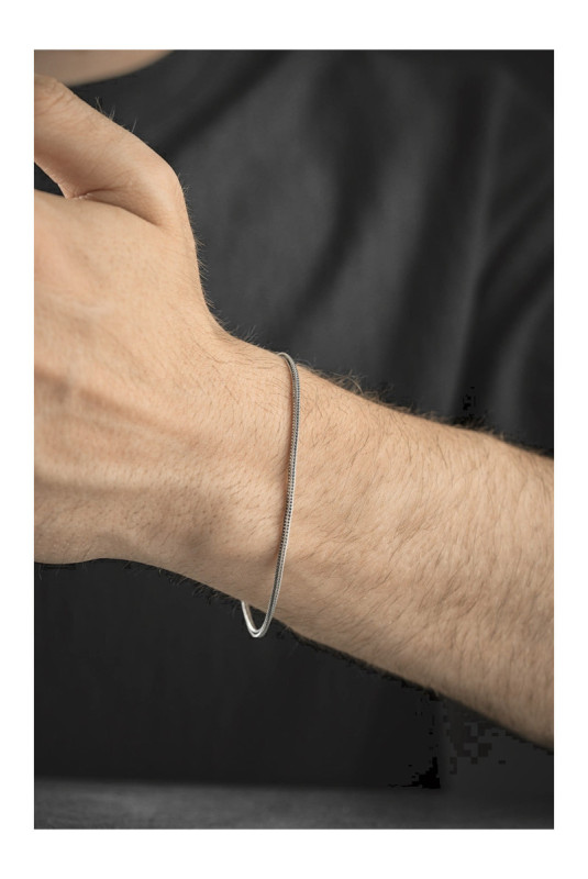 Bracelet en argent - Noir - 20 cm