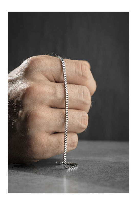 Bracelet en argent - Noir - 21 cm