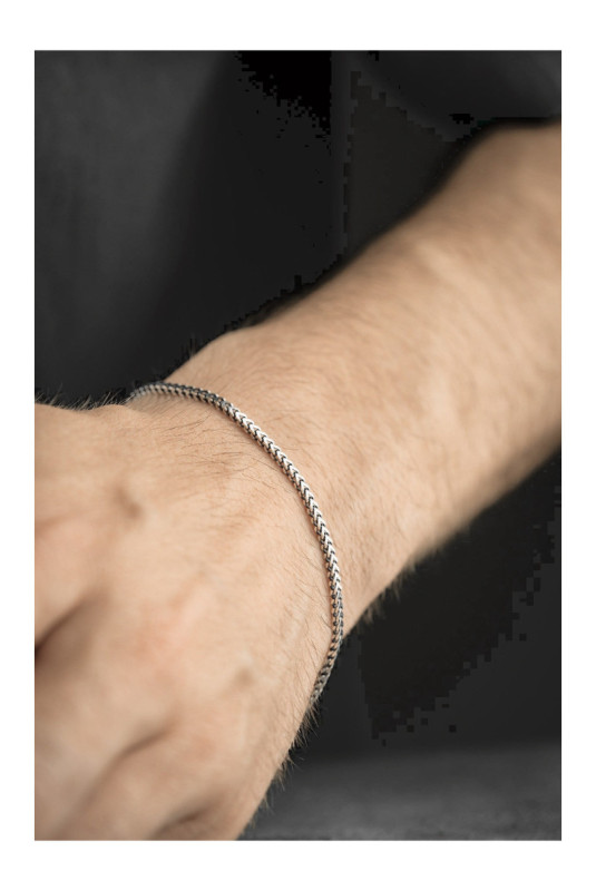 Bracelet en argent - Noir - 21 cm
