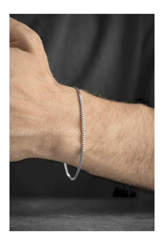 Bracelet en argent - Noir - 22 cm