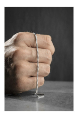 Bracelet en argent - Noir - 22 cm