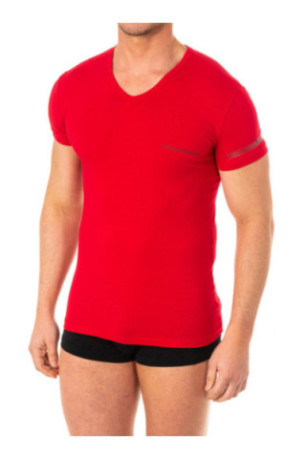 T-shirt col V manches courtes Rouge
