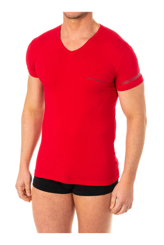 T-shirt col V manches courtes Rouge