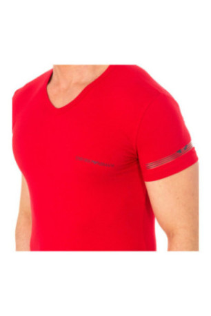 T-shirt col V manches courtes Rouge
