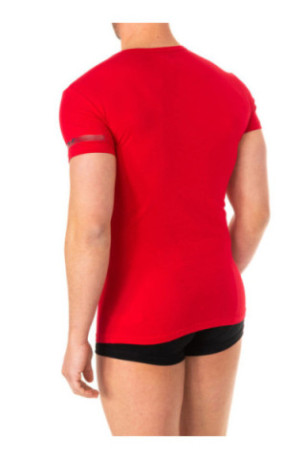 T-shirt col V manches courtes Rouge
