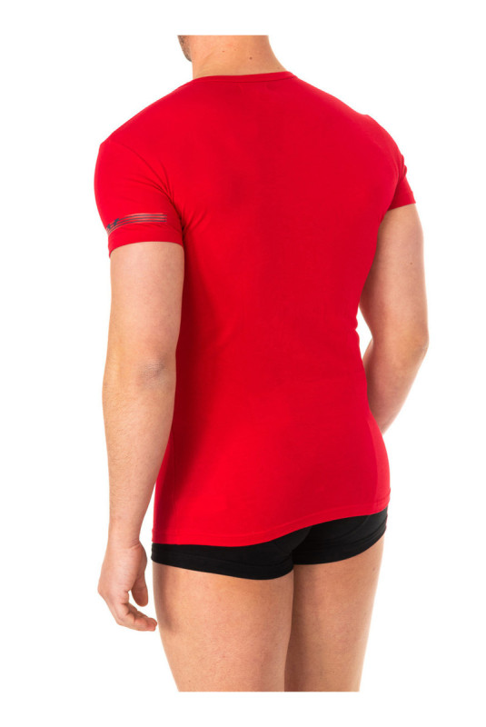 T-shirt col V manches courtes Rouge