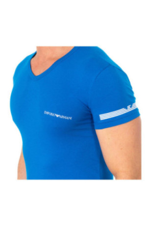 T-shirt col en V manches courtes bleu