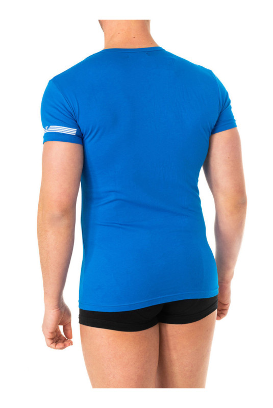 T-shirt col en V manches courtes bleu