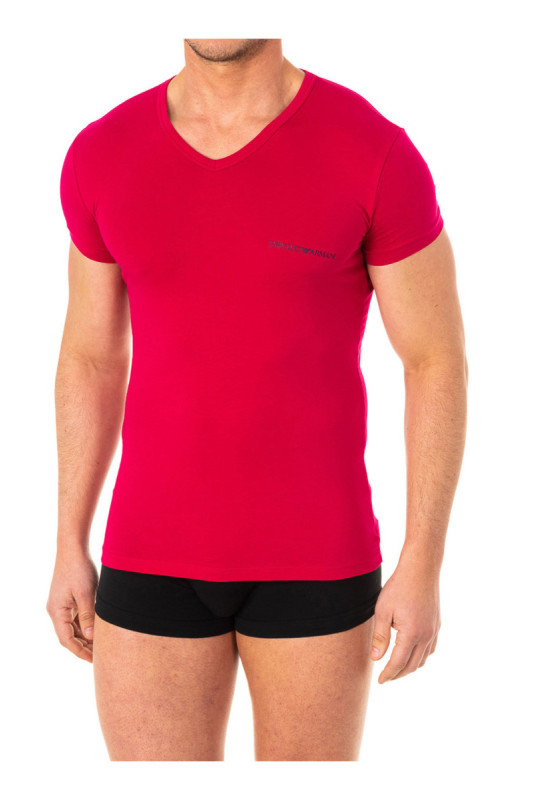 T-shirt col V manches courtes homme Rose vif