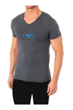 T-shirt col V manches courtes Gris