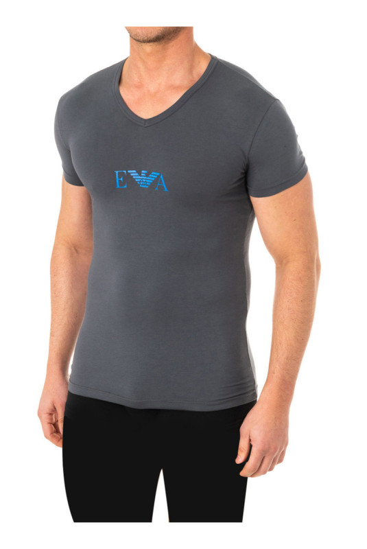 T-shirt col V manches courtes Gris