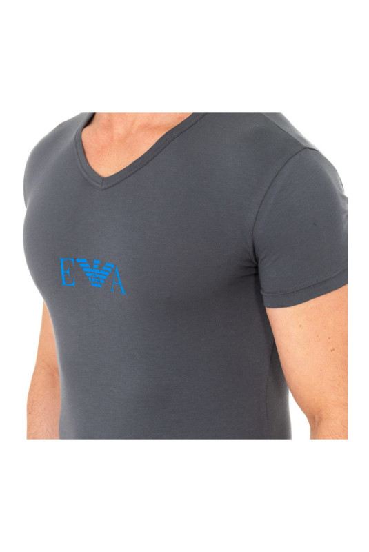 T-shirt col V manches courtes Gris