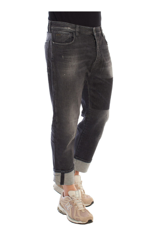 Jean droit Homme Noir marbré