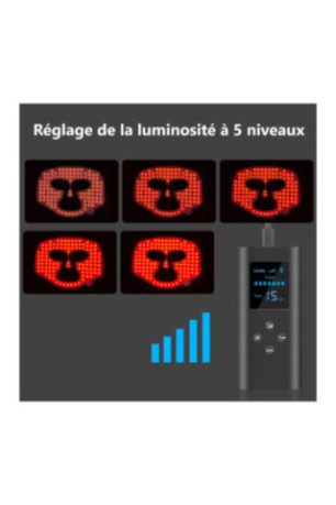 Masque LED visage luminothérapie 7 couleurs noir