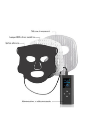 Masque LED visage luminothérapie 7 couleurs noir