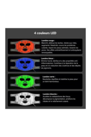 Masque LED visage luminothérapie 4 couleurs Blanc