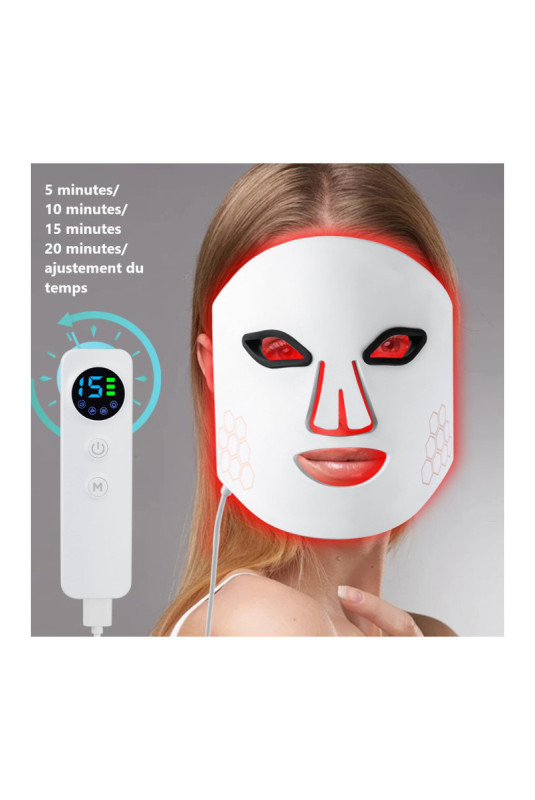 Masque LED visage luminothérapie 4 couleurs Blanc