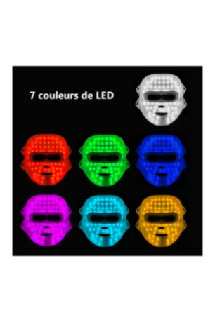 Masque LED visage luminothérapie 7 couleurs Blanc