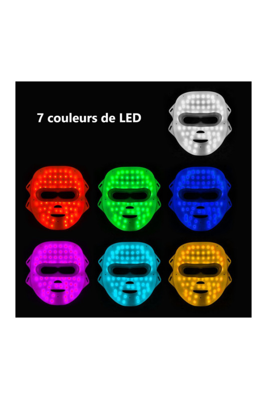Masque LED visage luminothérapie 7 couleurs Blanc