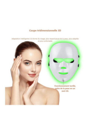 Masque LED visage luminothérapie 7 couleurs Blanc
