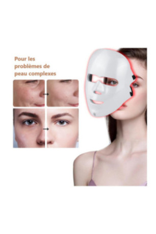 Masque LED visage luminothérapie 7 couleurs Blanc