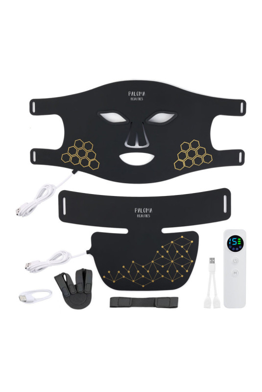Masque LED visage et cou luminothérapie Noir