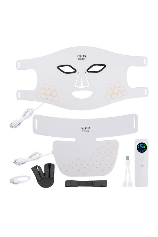 Masque LED visage et cou luminothérapie Blanc