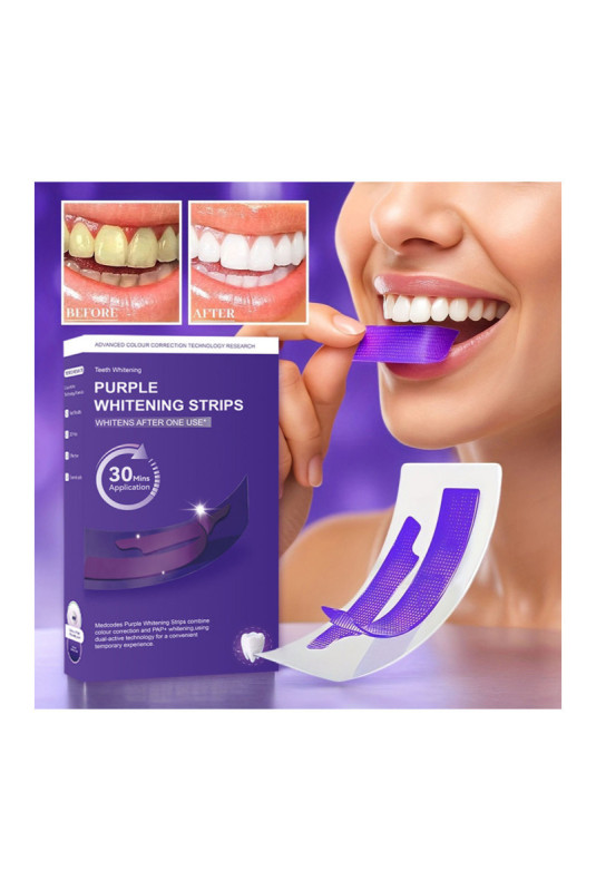 Bandes blanchissantes dentaires Purple Whitening Strips Violet 14 paires