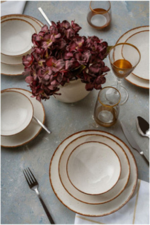 Service de table (24 pièces) - Blanc Brun