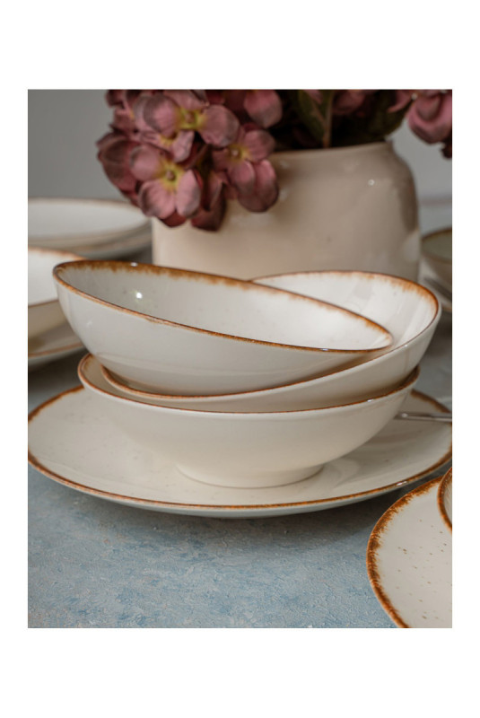 Service de table (24 pièces) - Blanc Brun