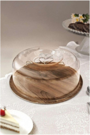 Plat de service à gâteau - Brun