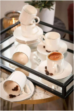 Ensemble de tasses à café (12 pièces) - Argent blanc