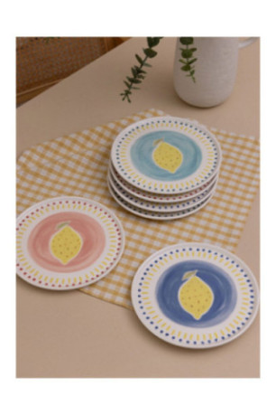 Service d'assiettes à dessert (6 pièces) - Multicolore