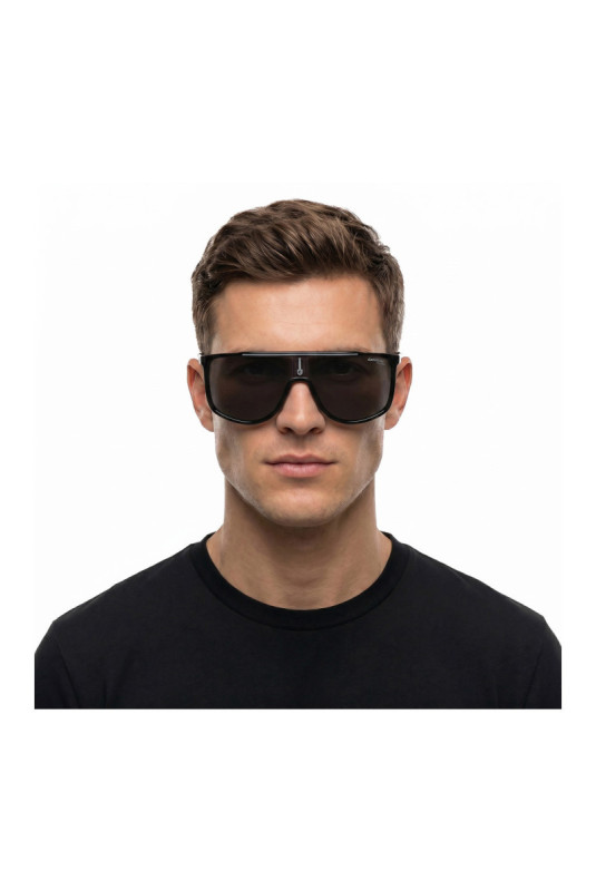 Lunettes de soleil carrées polarisées Homme Noir brillant 61 mm