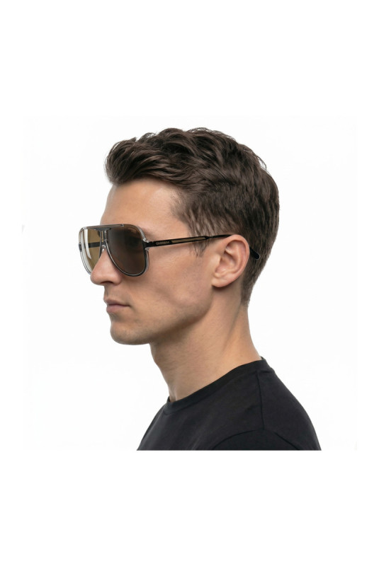 Lunettes de soleil style pilote Homme Noir et or