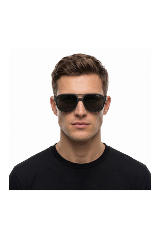 Lunettes de soleil style pilote polarisées Homme Noires et argentées 58 mm