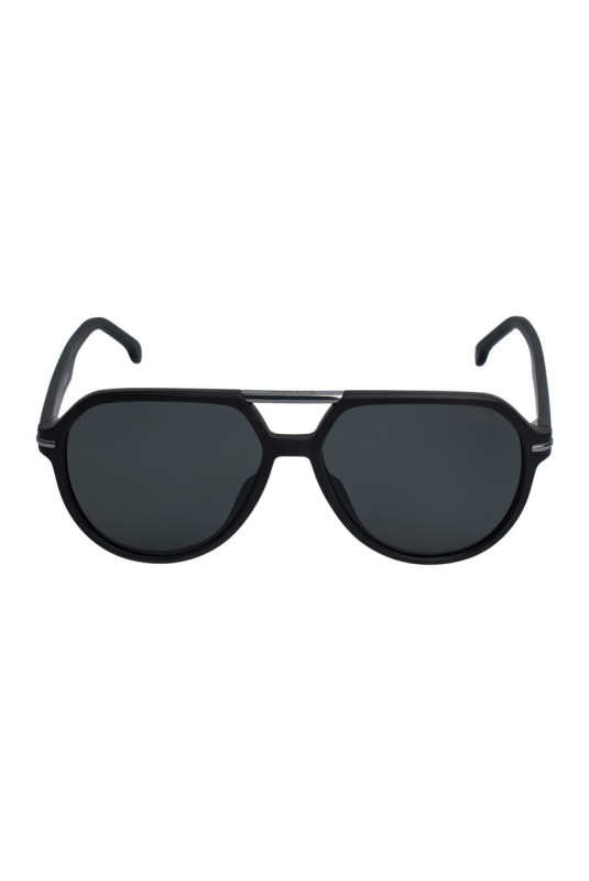 Lunettes de soleil style pilote polarisées Homme Noires et argentées 58 mm