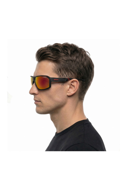 Lunettes de soleil de sport homme Noir mat et rouge