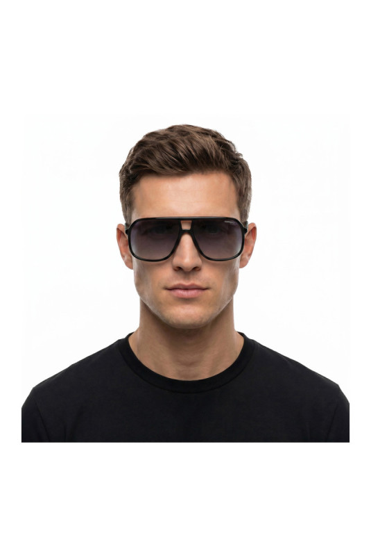 Lunettes de soleil de sport style pilote Noir brillant 61 mm