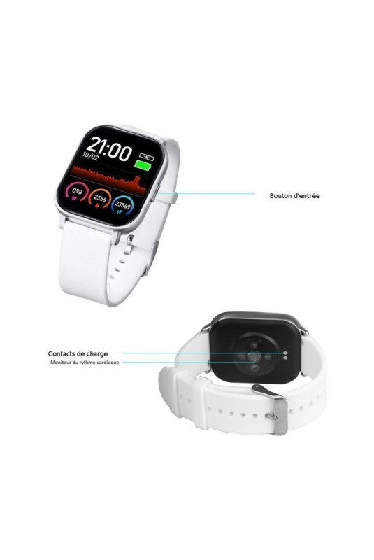 Montre connectée multisport blanc 1,55 pouce