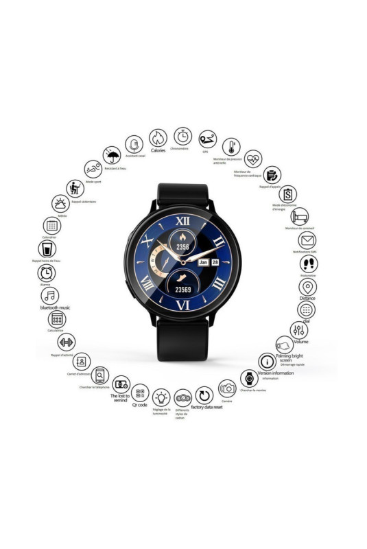 Montre connectée multifonctions Noir 1,3 pouces
