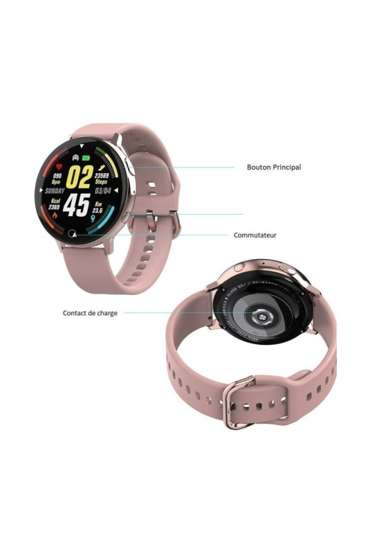 Montre connectée multifonctions Rose 1,54 pouces