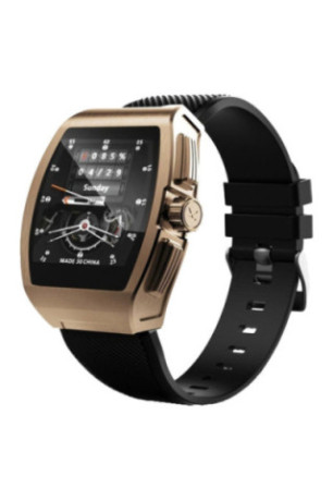 Montre connectée multifonctions Homme Or et noir