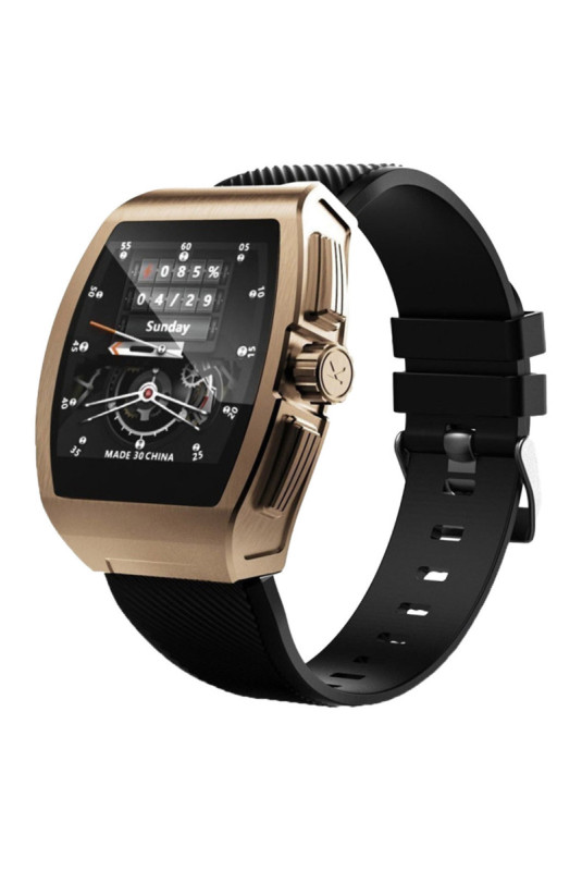 Montre connectée multifonctions Homme Or et noir