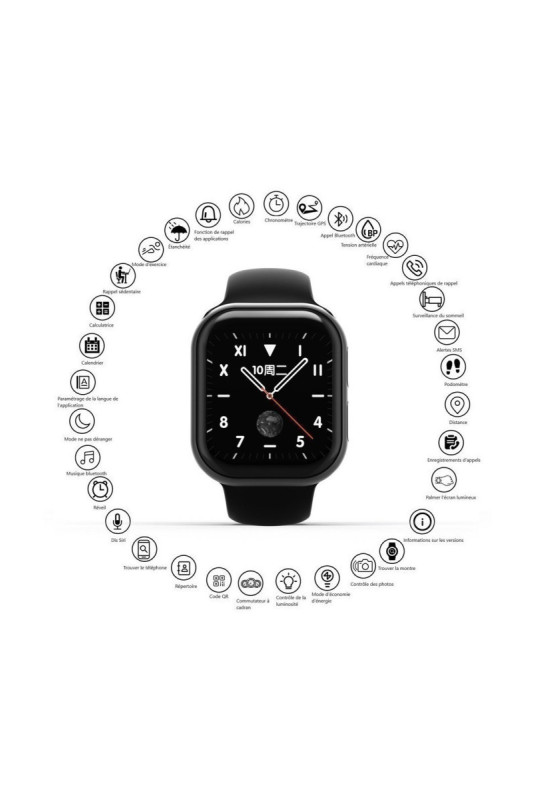 Montre connectée H8 Noir 1.54 pouces