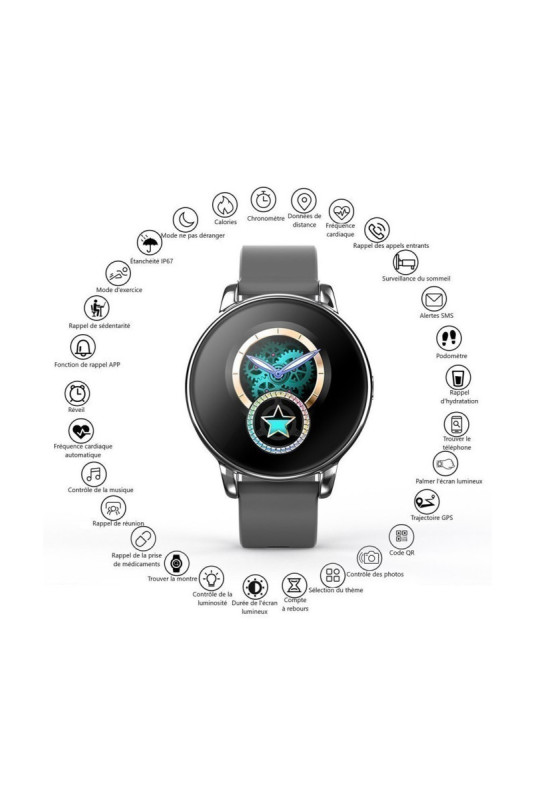 Montre connectée multifonctions Gris 1.09 pouce